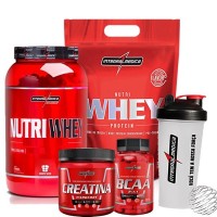 Kit 2x Whey 900g + Bcaa + Creatina + Shaker - Integralmédica